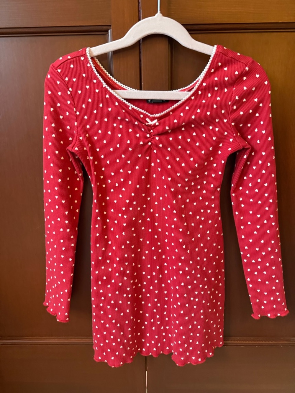 art class Red Long-Sleeve Heart Print Dress